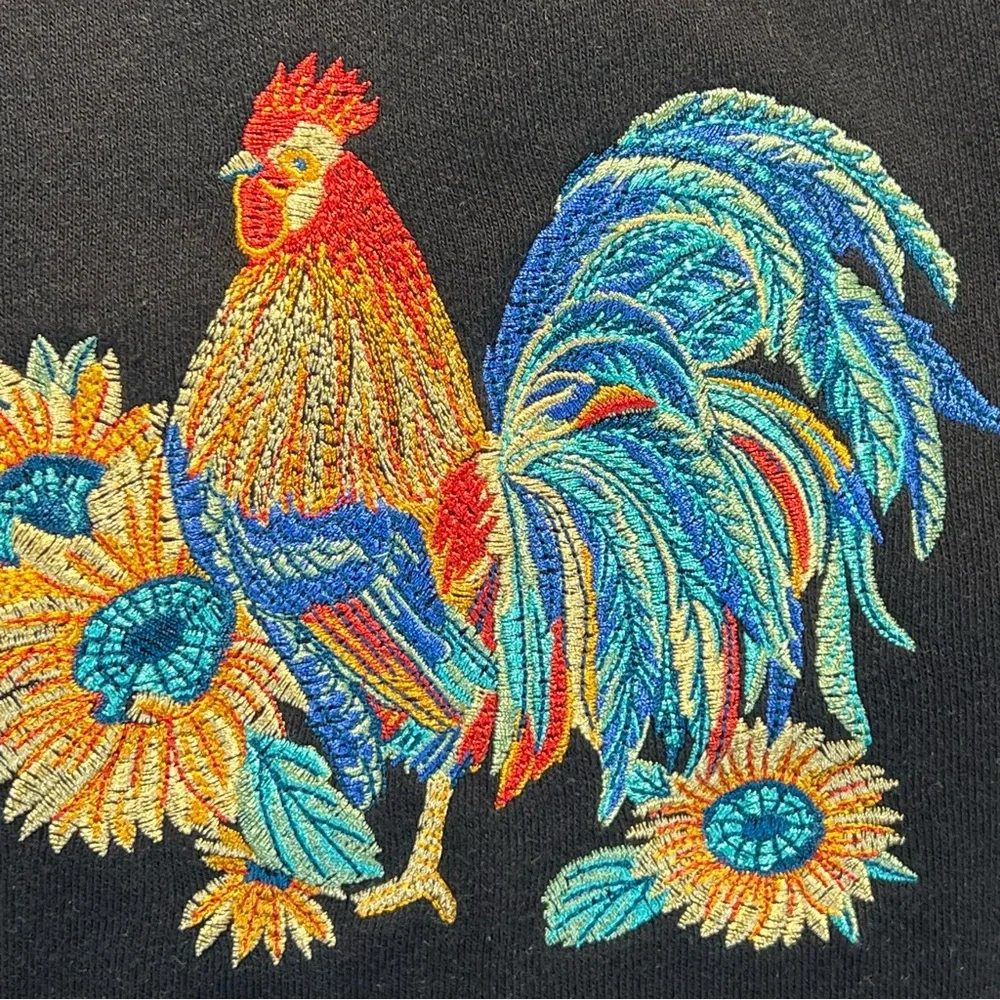 VINTAGE farmhouse‎ country rooster embroidered crewneck sweatshirt farm animals